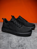 Light white casual board shoes with mesh upper, thick flat EVA sole, and round toe in black and white colour options.