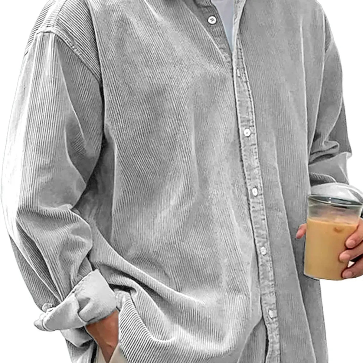 Men's casual loose corduroy shirt jacket in 11 colours sizes S-5XL for autumn winter