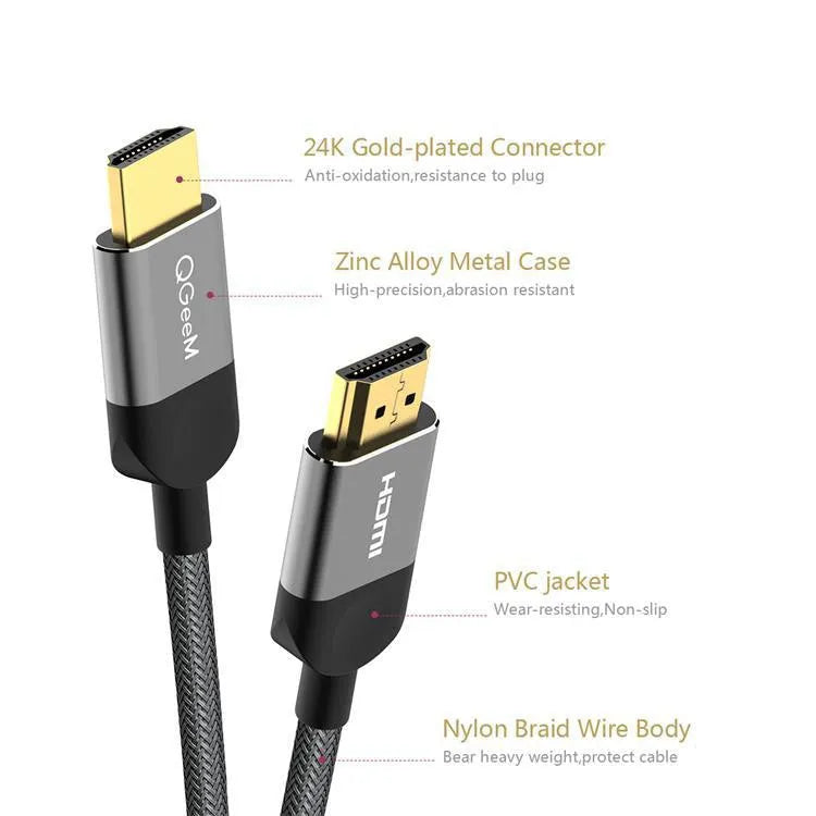 HDMI to HDMI 2.0 4K HD cable with gold-plated copper connectors, available in 0.5-5 metre lengths