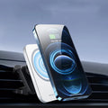 Black magnetic wireless charging car phone holder for iPhone 12 with functional king bracket mounting