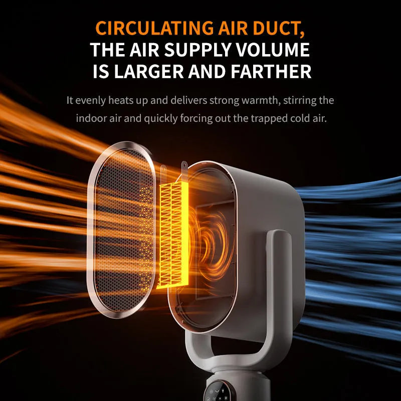 Desktop warm air blower with touch control, 1500W-2000W power, 2-8 hour timer, and EU or US plug option