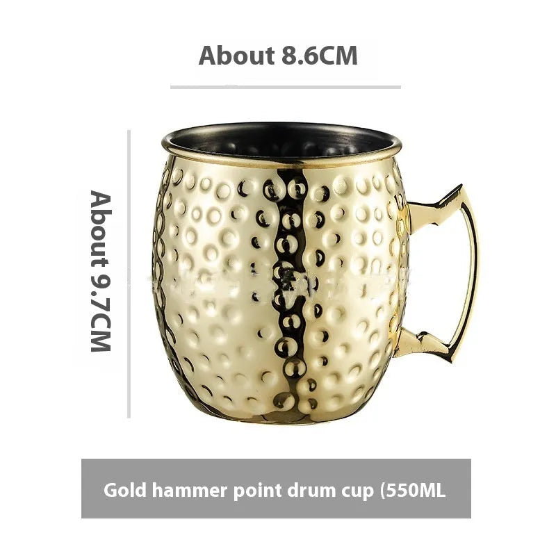 Stainless steel Moscow Mule cup with copper plating in silver, gold, rose gold and black colour options