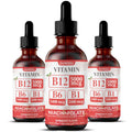 Bottle of liquid Vitamin B12 methylcobalamin dietary supplement drops.