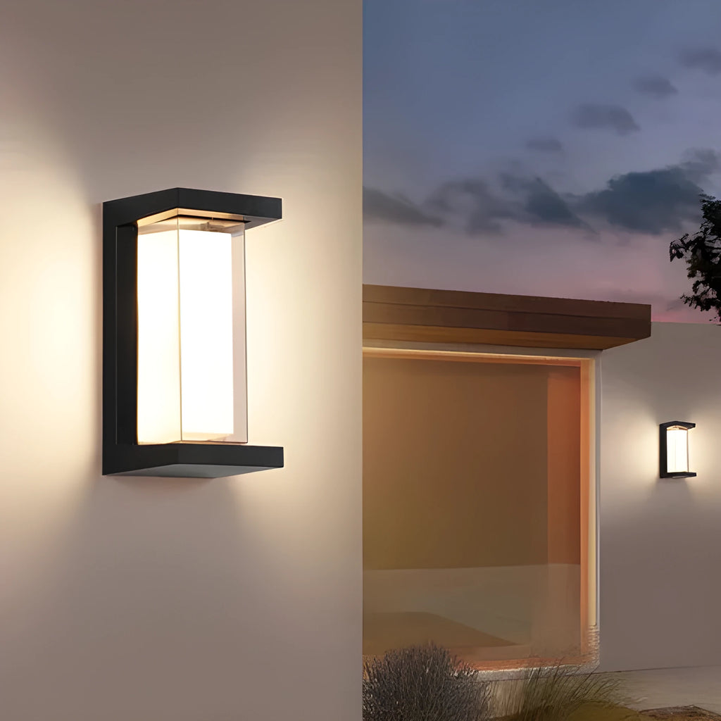 Outdoor wall mounted lamp with acrylic shade and aluminium body, suitable for garden and exterior lighting with IP65 waterproof rating.