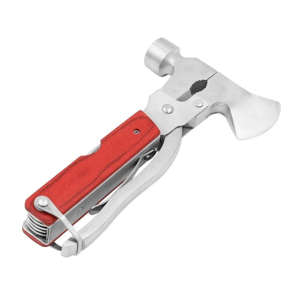 16-in-1 car safety hammer with solid steel construction showing three colour variations and Oxford fabric carry bag