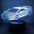 Sports car shaped USB bedside lamp with touch controls and remote, measuring 180x140mm