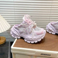 Pearl lace bow daddy shoes in purple or white with first layer cowhide upper and 5-8cm muffin heel