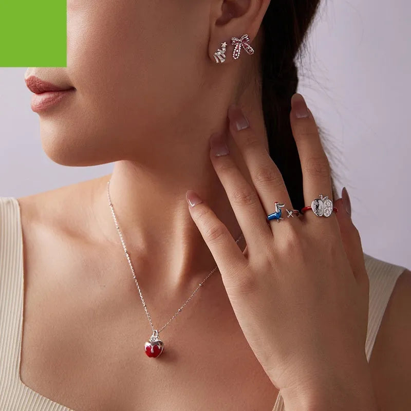 Christmas bowknot 925 sterling silver stud earrings with dripping oil finish in colour BSE1256