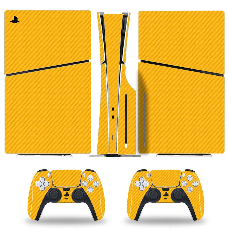 Gray removable sticker film for Sony PS5 Slim with custom cartoon graphic on digital optical drive area