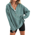 Women's loose raglan sleeve sweater in peacock green solid colour for autumn winter casual wear
