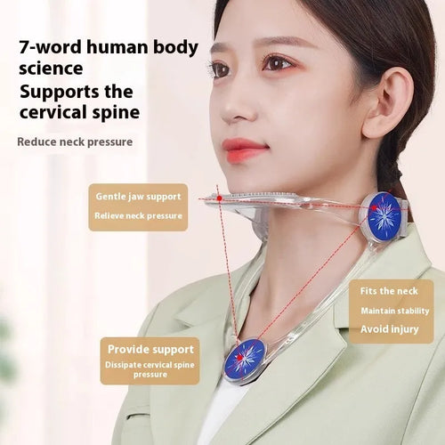 Adjustable neck brace for cervical spine support in blue, pink, or transparent for adult and children.