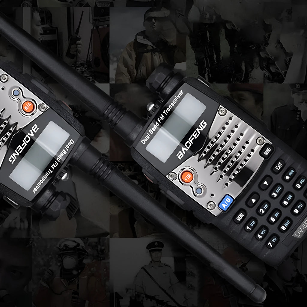Baofeng UV-5RA dual-band handheld transceiver with dual display and 1800mAh battery