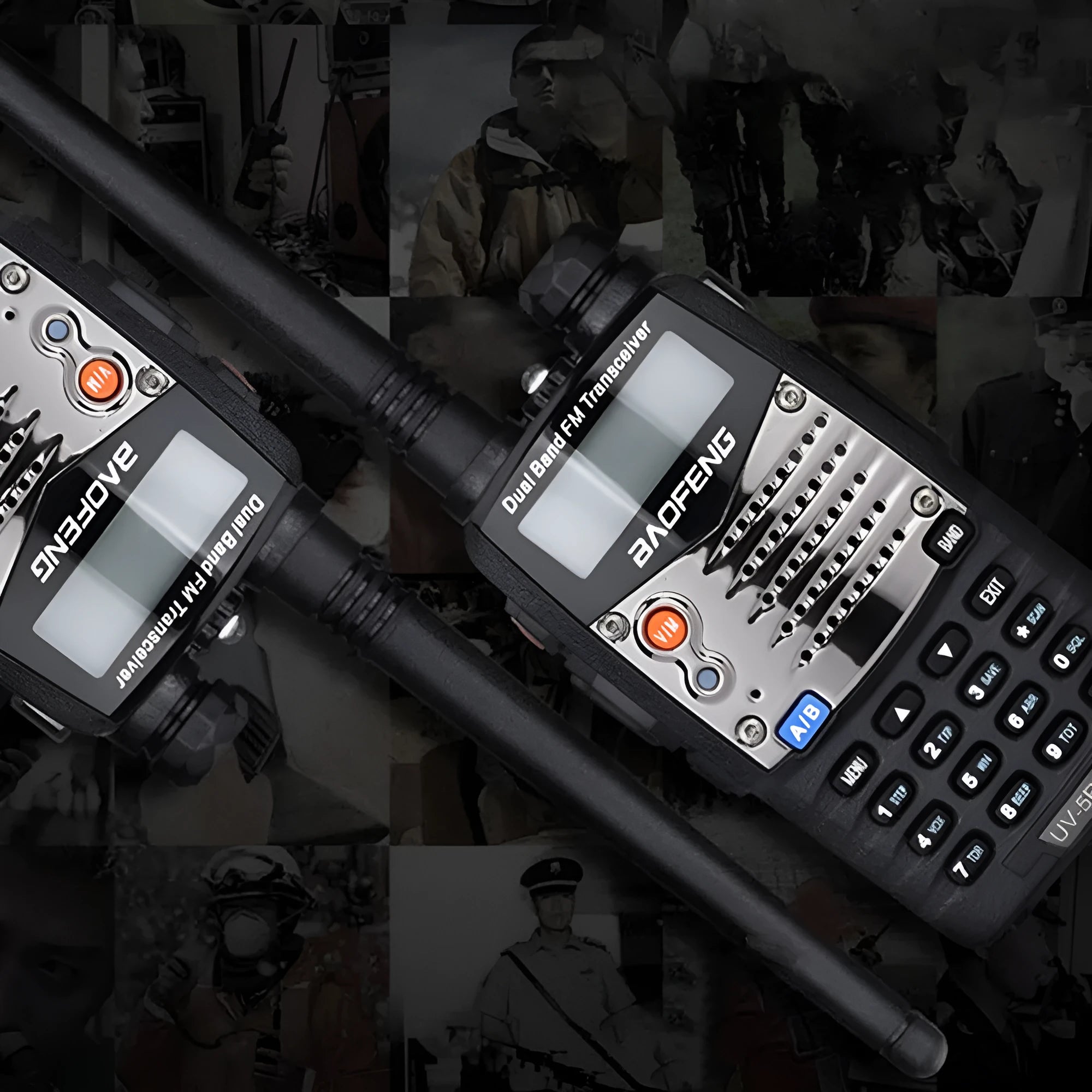 Baofeng UV-5RA dual-band handheld transceiver with dual display and 1800mAh battery