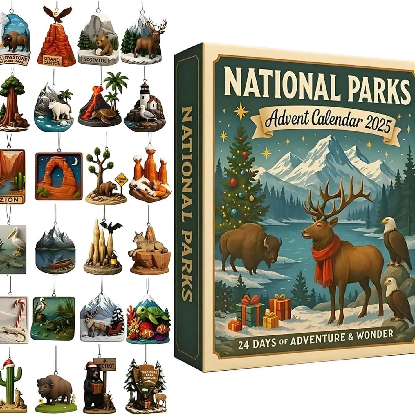 Plastic advent calendar with trekking national parks theme for 2025 Christmas countdown