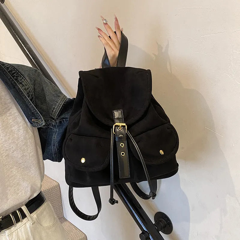 Casual Large Capacity Commuter Niche Backpack Bag PU Material 33x11x31cm for Daily Travel Work with Sandwich Pocket Organisation Black Brown Coffee