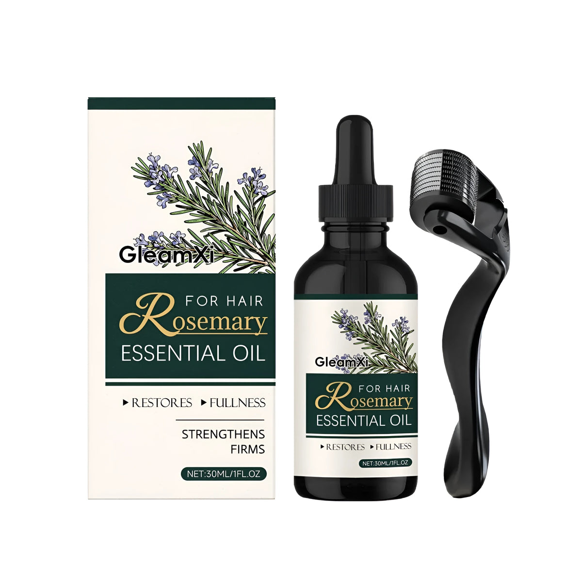 Rosemary hair care set 30ml essential oil with microneedle roller for scalp treatment