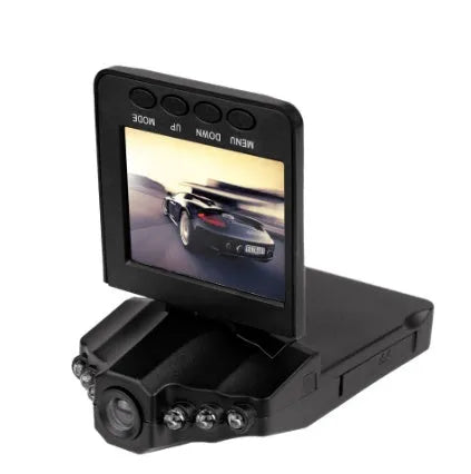 H198 model car dashboard camera DVR with a 2.4-inch screen, shown mounted on a windscreen.