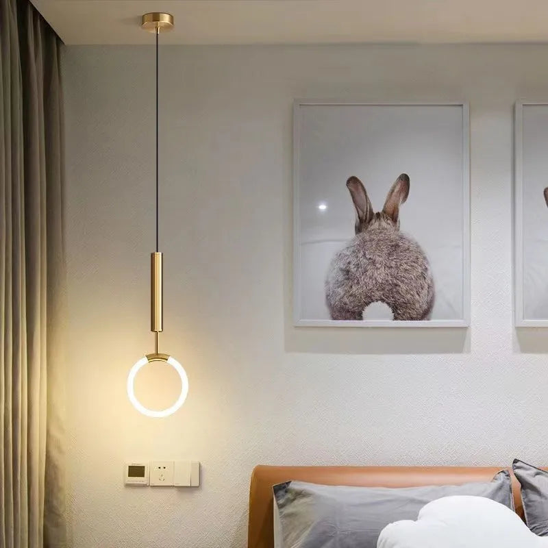 Nordic minimalist U-shaped bedside chandelier light with a compact 200mm size.