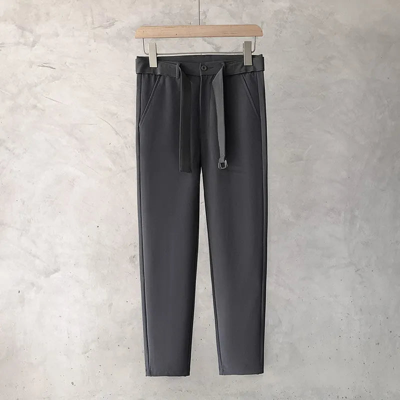 Boys slim straight trousers in wool blend fabric with tapered leg and straight opening