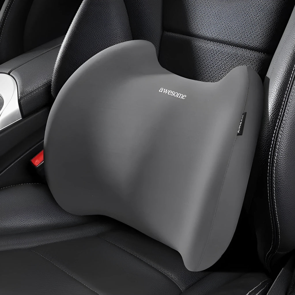 Car memory cotton pillow set showing headrest and lumbar support pillows in black blue ice silk colour