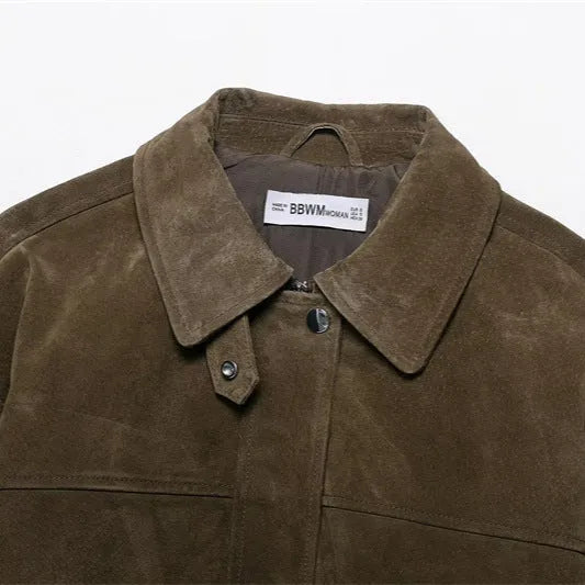 Women's PU leather jacket in regular fit with Japanese Korean casual style design