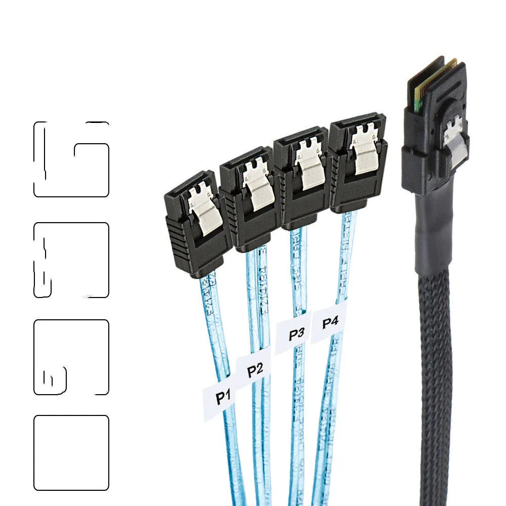 Straight head SAS server hard disk data cable with coaxial connectors in 0.5m or 1m length