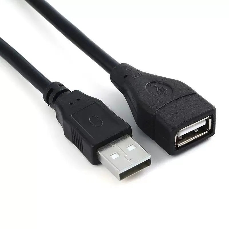 Black USB printer cable with pure copper core and square mouth nickel-plated interface on white background