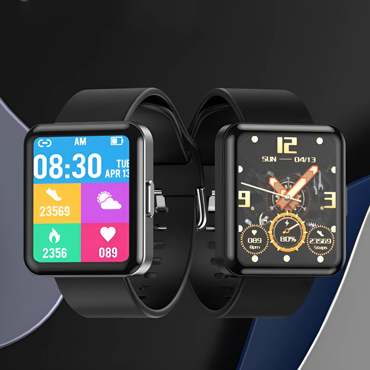 Smart Bluetooth sports bracelet with TFT screen showing heart rate and weather alert, black colour