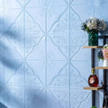 70cm square XPE foam self-adhesive wall sticker with three-dimensional plant and flower pattern in light blue