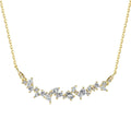 925 silver geometric zircon irregular necklace platinum finish on display with chain and pendant detail