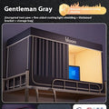 Grey integrated bed curtain and mosquito net with strong light blocking for 0.9 metre beds