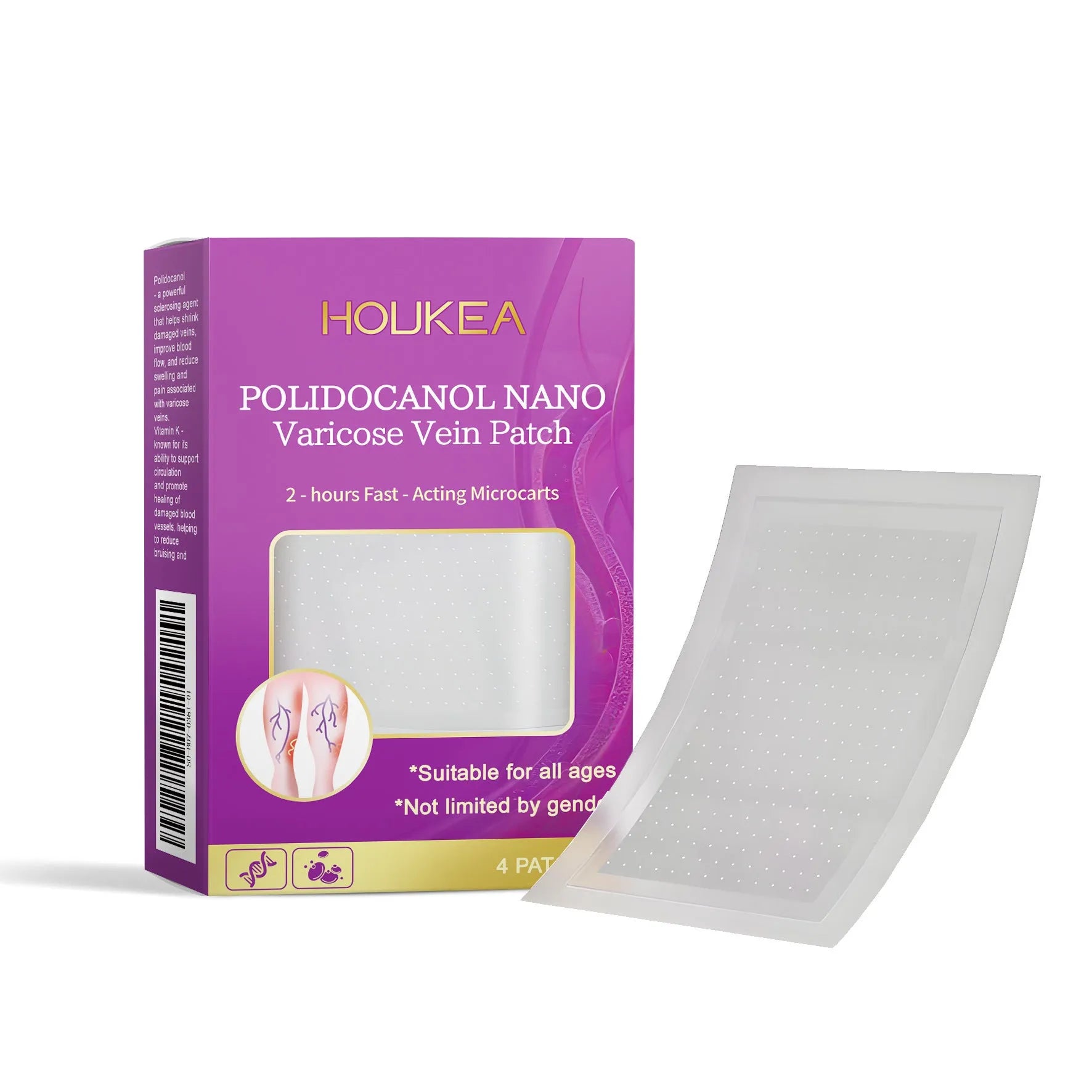 Four micro needle patches for targeted skincare treatment with botanical extracts