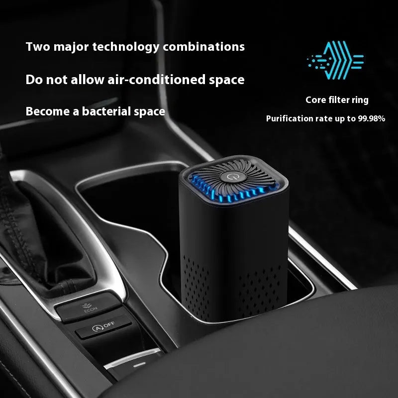 Mini USB air purifier in black or white for cars and small rooms