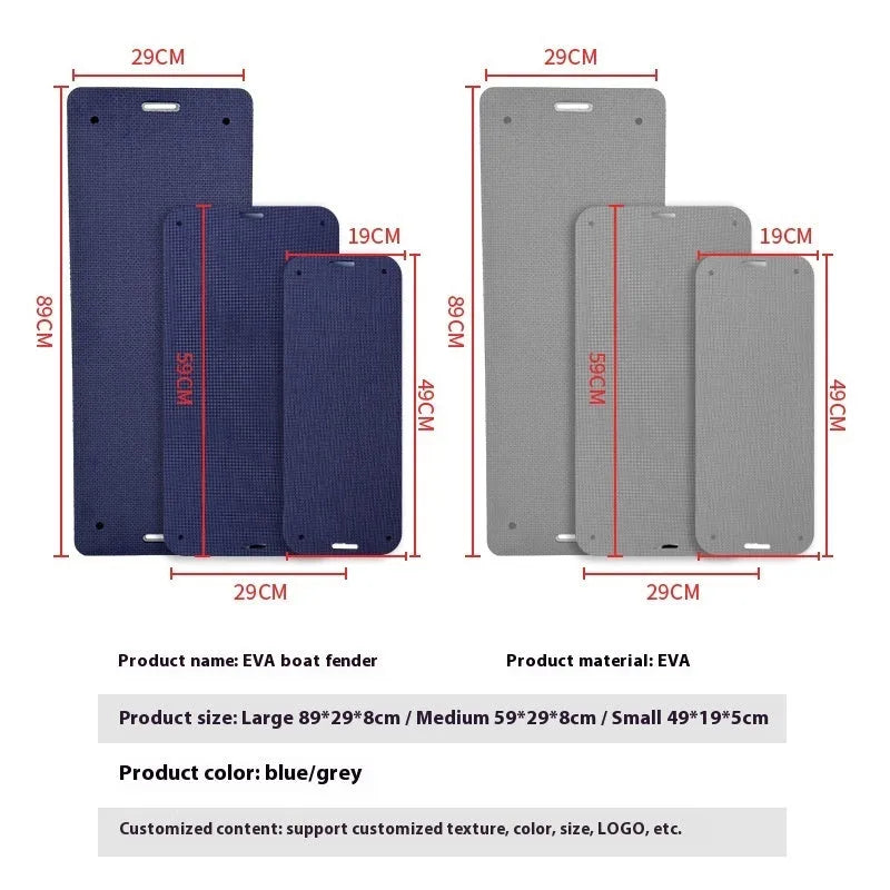 Blue or grey thickened EVA marine fender for boat docking protection in two size options