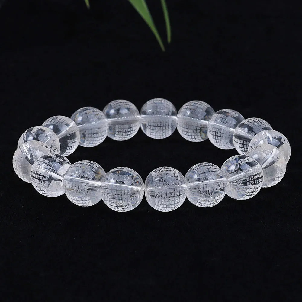 108 round glass prayer beads engraved with Heart Sutra, 10mm diameter, Buddha Heart Sutra colour finish