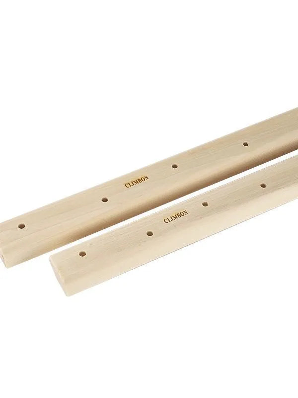 Set of three solid wooden hangboards for grip strength training, shown in different lengths and thicknesses.