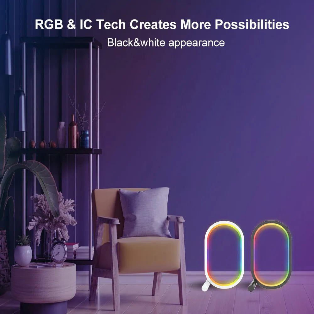 Smart RGB Ambience Light in black finish with USB cable and app control via smartphone