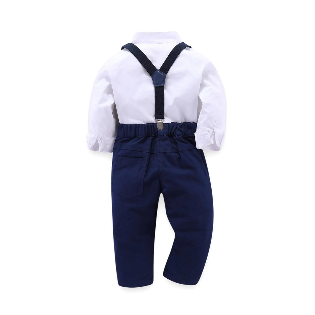 Blue plain boys suit for children over 8 years in European American style.