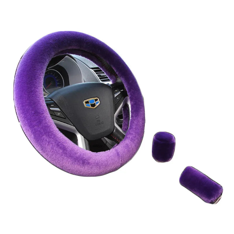 Sheepskin and wool steering wheel cover for 38cm diameter wheel, multiple colours available