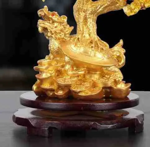 Resin citrine turtle money tree ornament measuring 18×11×23 cm with Chinese design