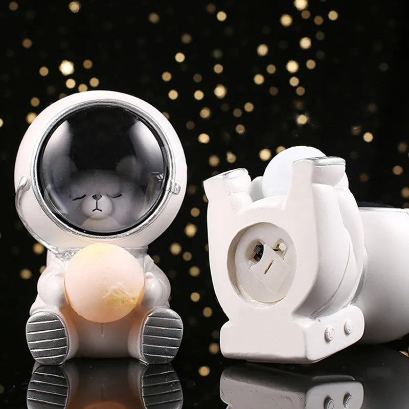Starry sky animal atmosphere night light with resin animal sculpture and LED illumination