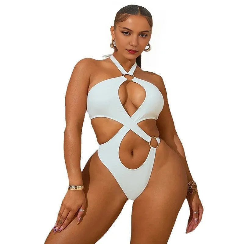 Women's sleeveless jumpsuit with lace-up back detail in tapered shorts style