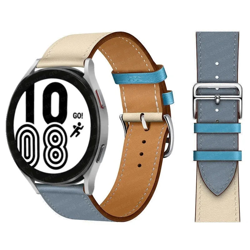 Microfiber single ring leather watch strap in brown with straight buckle, 20mm width