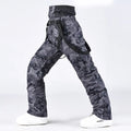 Men's loose fit cotton T-shirt with decorative chest print in blue watercolour pattern