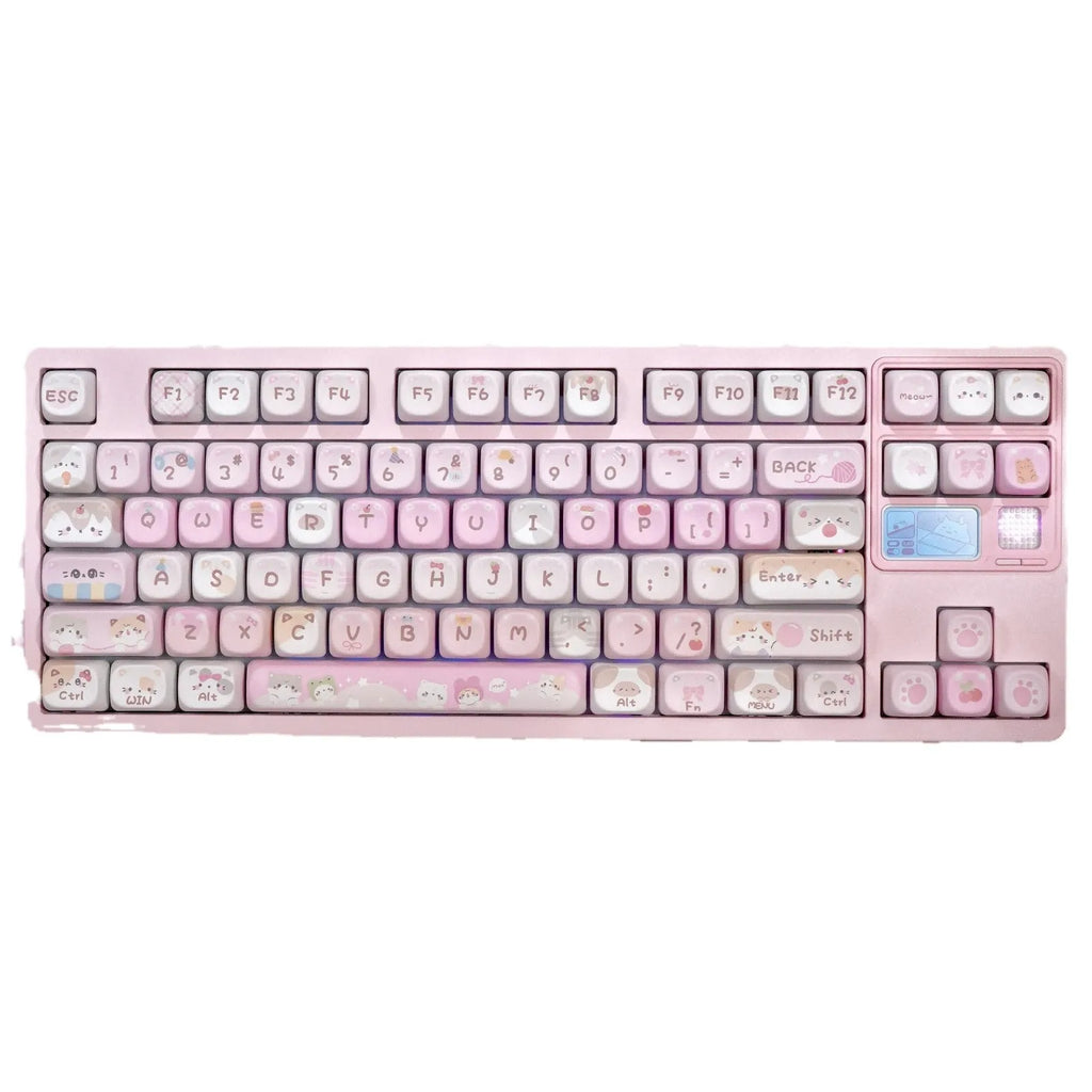 MOA height pink plastic key caps with cartoon character design on all five sides