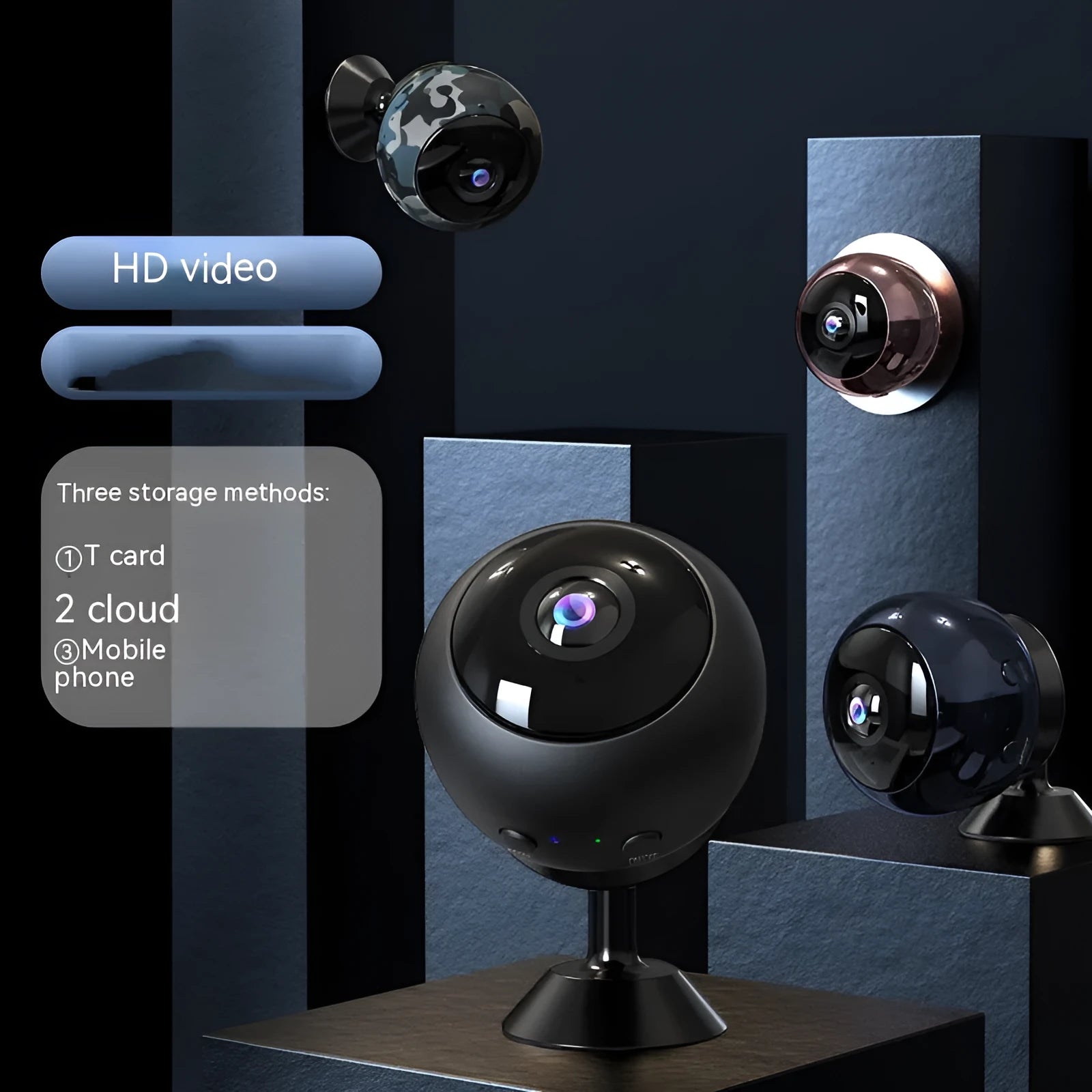 1080p wireless Wi-Fi surveillance camera with ABS housing and 3.6° lens