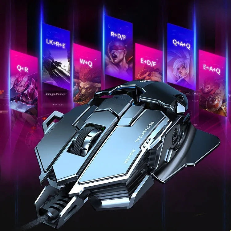 Forerunner MK500 wired gaming mouse in metallic black with 12000DPI sensor and seven keys