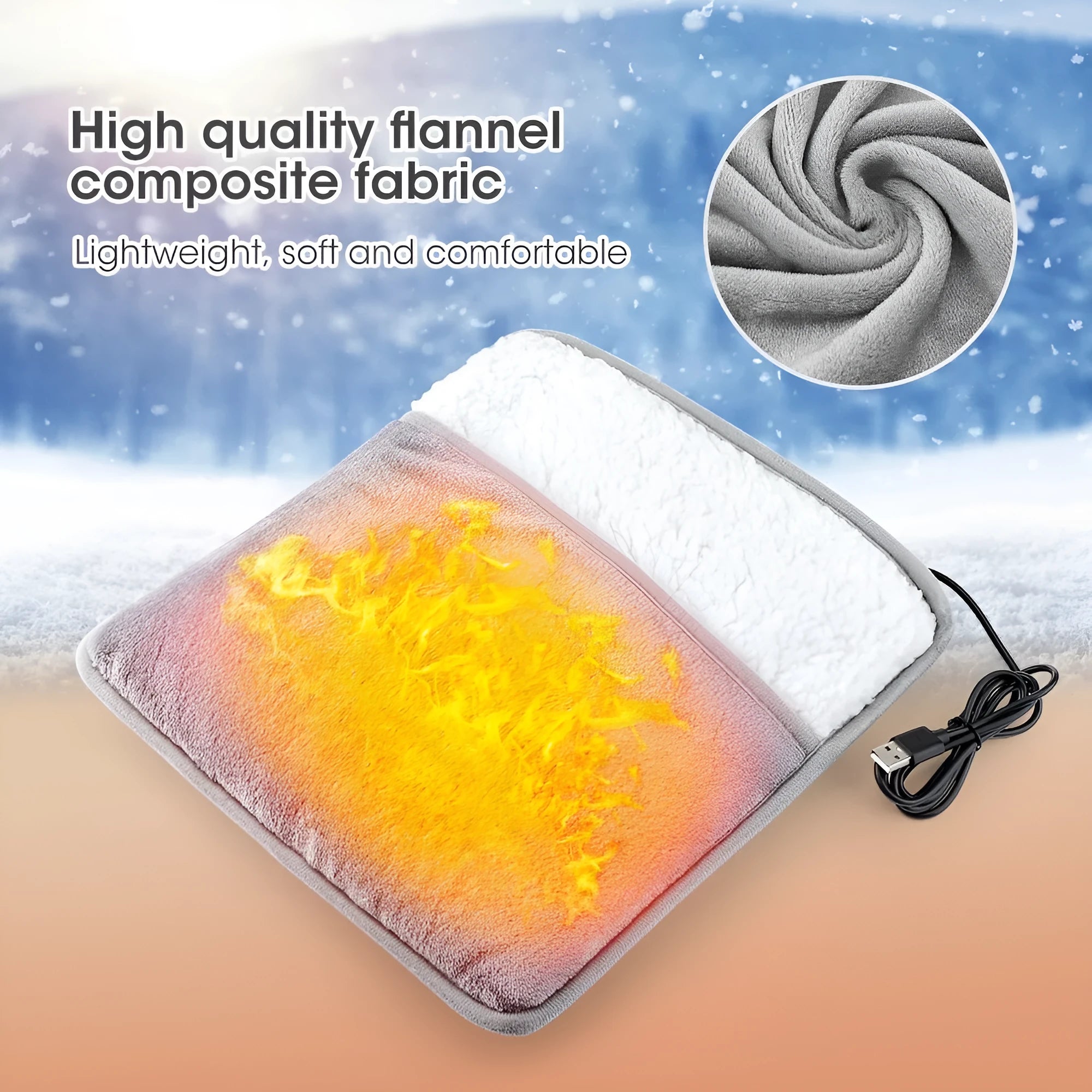 Gray USB heating feet warmer for household general use with mechanical operation