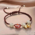Hetian Jade constellation bracelet with two buckle closures on an adjustable strap.