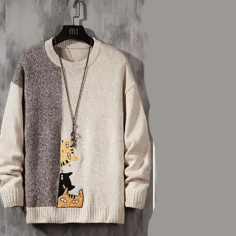 Unisex fleece lined thickened knit sweater in 1241 grey, casual pullover top with long sleeves